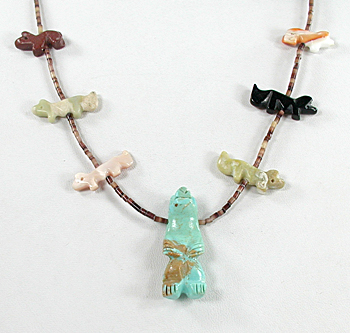 mixed stone animals and heishi necklace 28 inches long