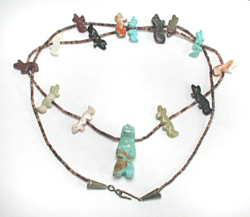 mixed stone animals and heishi necklace 28 inches long