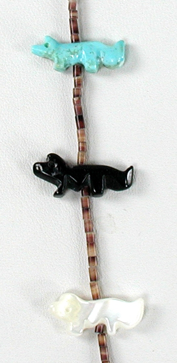 mixed stone animals and heishi necklace 28 inches long
