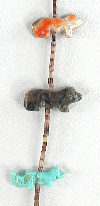 mixed stone animals and heishi necklace 28 inches long