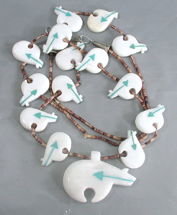 lot of four mixed stone animal and heishi necklaces with minor damage