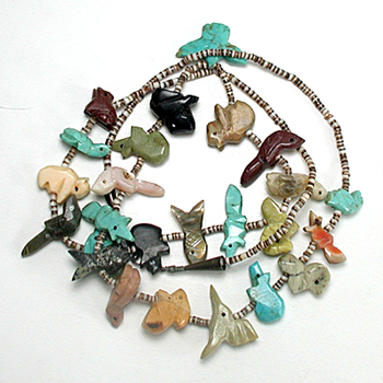 lot of four mixed stone animal and heishi necklaces with minor damage
