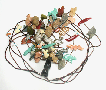 lot of four mixed stone animal and heishi necklaces with minor damage