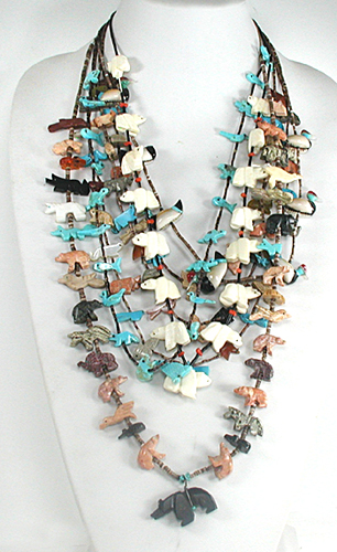 lot of Five mixed stone animal and heishi necklaces with minor damage