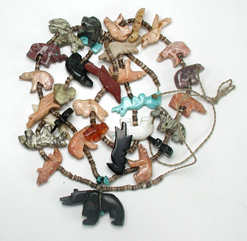 lot of Five mixed stone animal and heishi necklaces with minor damage