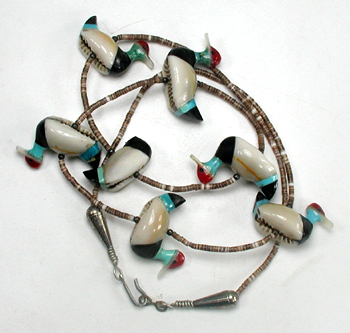 lot of Five mixed stone animal and heishi necklaces with minor damage