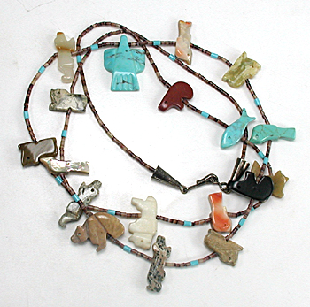 lot of Six mixed stone animal and heishi necklaces with minor damage