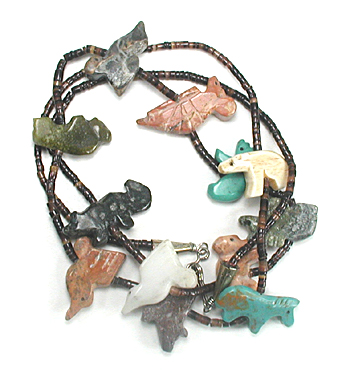 lot of Six mixed stone animal and heishi necklaces with minor damage