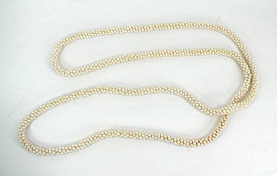 Vintage Faux Mini Pearl Long Rope Necklace 46 inches