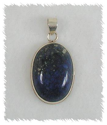 Lapis Cabochon and Sterling Silver Pendant