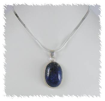 Lapis Cabochon and Sterling Silver Pendant