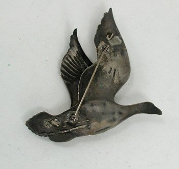 Vintage Mexican sterling silver large goose pin