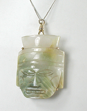 jade or jadeite mask or face pin pendant