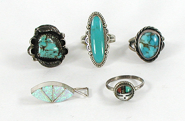 Lot of Five Rings and One Pendant size 5 3/4 to 6 1/2