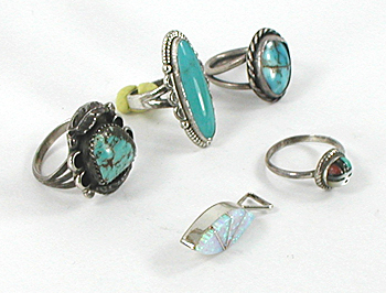 Lot of Five Rings and One Pendant size 5 3/4 to 6 1/2