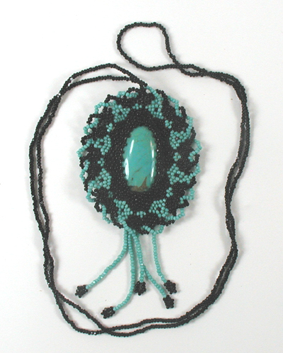 beaded necklace with stone center and beaded necklace 26 inches long