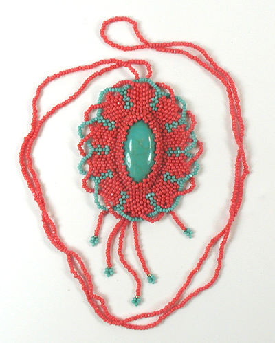 beaded necklace with stone center and beaded necklace 26 inches long