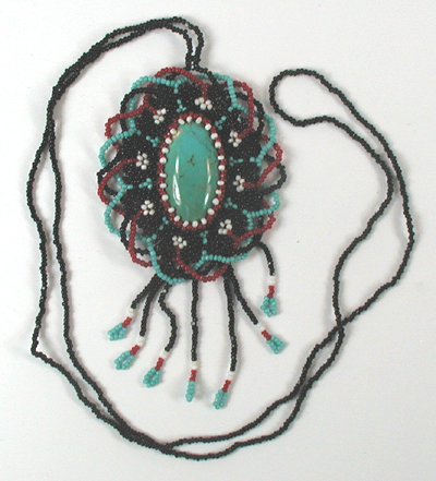 beaded necklace with stone center and beaded necklace 26 inches long