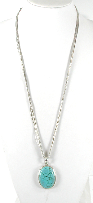 Bargain Barn lot of 5 necklaces including sterling silver 10-strand liquid silver and turq