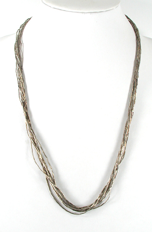 Bargain Barn lot of 5 necklaces including sterling silver 10-strand liquid silver and turq