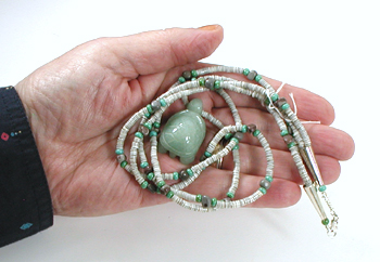 2 strand olive shell heishi earrings and  necklace set with aventurine turtle pendant 22 inches long