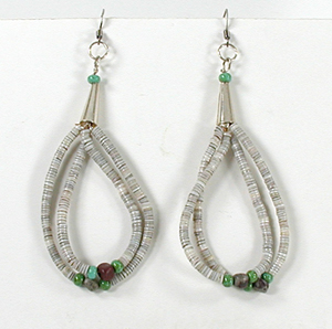 2 strand olive shell heishi earrings and  necklace set with aventurine turtle pendant 22 inches long