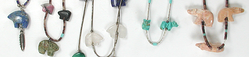 Five single strand Bear necklaces approximately 16 to 18 inches long