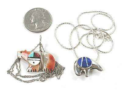 lot of two inlay bear pendants