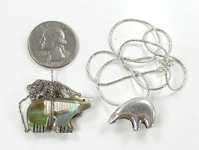 lot of two inlay bear pendants