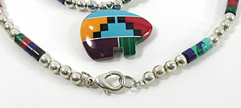 Inlay Bears Necklace and Matching Earrings