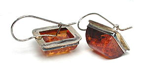 New Old Stock amber ring and earrings set