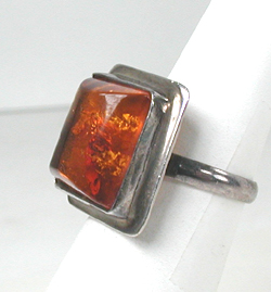 New Old Stock amber ring and earrings set