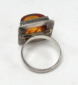 New Old Stock amber ring and earrings set