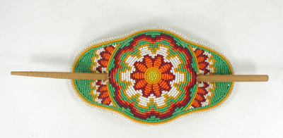 Authentic Native American Large Hand Beaded Hair Stick by Lakota artisan Inez Duran