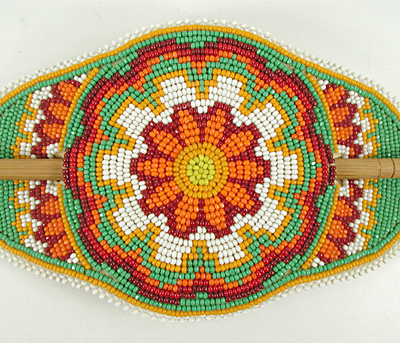 Authentic Native American Large Hand Beaded Hair Stick by Lakota artisan Inez Duran