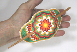 Authentic Native American Large Hand Beaded Hair Stick by Lakota artisan Inez Duran