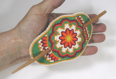 Authentic Native American Large Hand Beaded Hair Stick by Lakota artisan Inez Duran