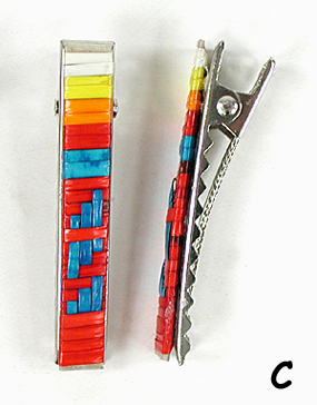 Authentic Native American quill clip hair barrettes by Rosebud Lakota artisan Ivan Knife
