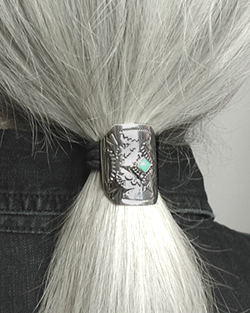 Authentic Native American Sterling Silver Pony Tail cover by Navajo Annette Chiquito
