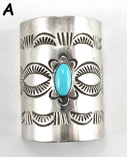 Authentic Native American Sterling Silver Jewelry Pony Tail cover with turquoise by Navajo silversmith Arnold Blackgoat