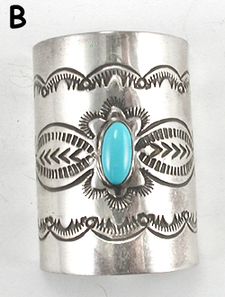 Authentic Native American Sterling Silver Jewelry Pony Tail cover with turquoise by Navajo silversmith Arnold Blackgoat