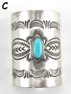 Authentic Native American Sterling Silver Jewelry Pony Tail cover with turquoise by Navajo silversmith Arnold Blackgoat
