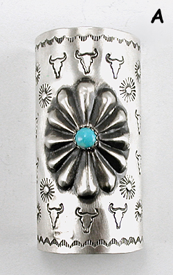 Authentic Native American Sterling Silver Pony Tail cover with turquoise stone by Navajo Arlene Soce