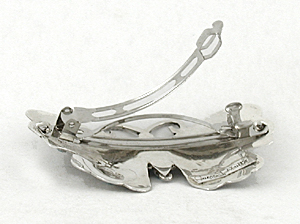 Authentic Native American stamped sterling silver and turquoise Butterfly hair barrette by Navajo silversmith June Delgarito