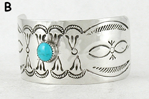 Authentic Native American stamped sterling silver hair stick barrette by Navajo silversmith Jolene Begay