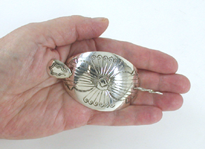 Authentic Native American stamped sterling silver hair stick barrette by Navajo silversmith JoAnn Silver