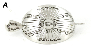 Authentic Native American stamped sterling silver hair stick barrette by Navajo silversmith JoAnn Silver