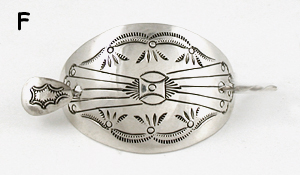 Authentic Native American stamped sterling silver hair stick barrette by Navajo silversmith JoAnn Silver