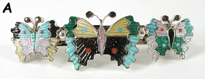 Authentic Native American sterling silver barrette with colorful stone inlay by Zuni silversmith Tamara Pino