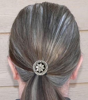 Authentic Native American sterling silver chip inlay pony tail concho bands with turquoise and coral by Navajo silversmith Charlie Singer